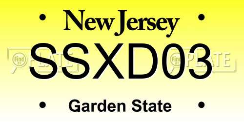 SSXD03 New Jersey License Plate