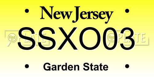 SSXO03 New Jersey License Plate