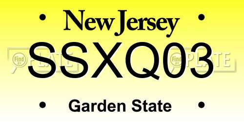 SSXQ03 New Jersey License Plate