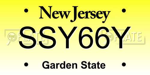 SSY66Y New Jersey License Plate