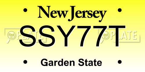 SSY77T New Jersey License Plate
