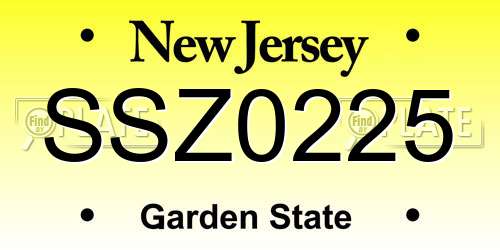 SSZ0225 New Jersey License Plate