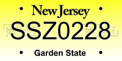 SSZ0228 New Jersey License Plate