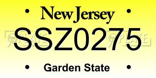 SSZ0275 New Jersey License Plate