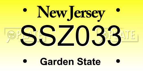 SSZ033 New Jersey License Plate