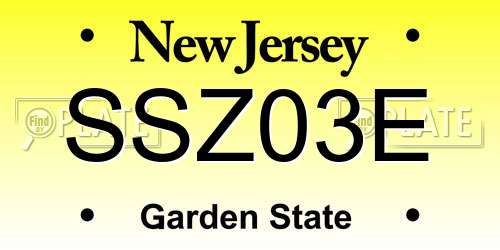 SSZ03E New Jersey License Plate