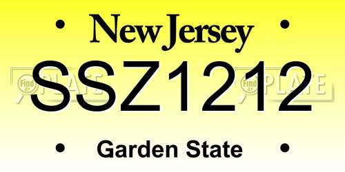 SSZ1212 New Jersey License Plate