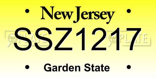SSZ1217 New Jersey License Plate