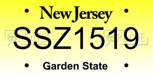 SSZ1519 New Jersey License Plate