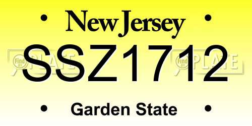 SSZ1712 New Jersey License Plate