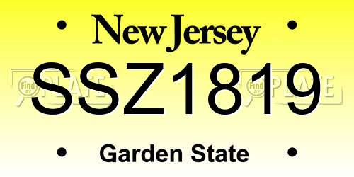 SSZ1819 New Jersey License Plate