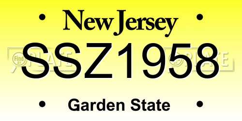 SSZ1958 New Jersey License Plate