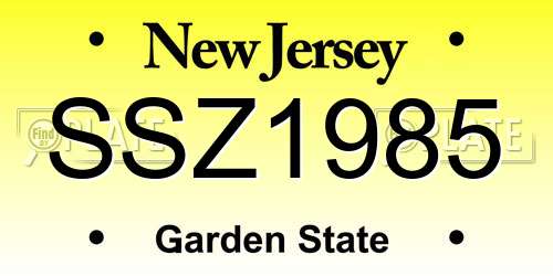 SSZ1985 New Jersey License Plate