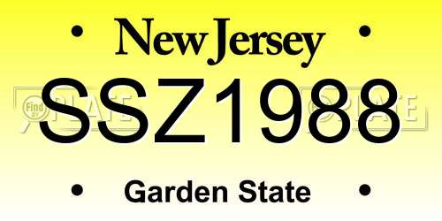 SSZ1988 New Jersey License Plate