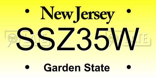 SSZ35W New Jersey License Plate