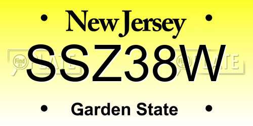 SSZ38W New Jersey License Plate