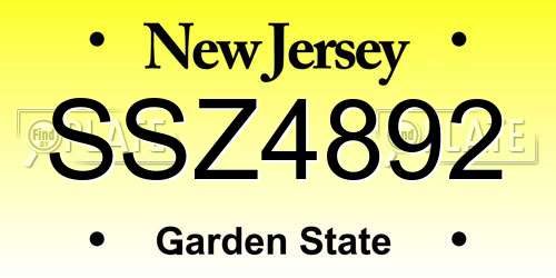 SSZ4892 New Jersey License Plate