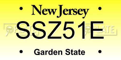 SSZ51E New Jersey License Plate