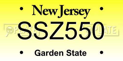 SSZ550 New Jersey License Plate
