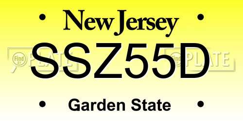 SSZ55D New Jersey License Plate