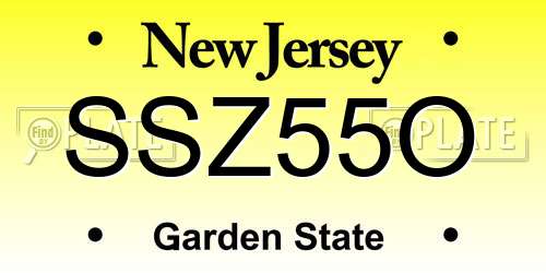 SSZ55O New Jersey License Plate