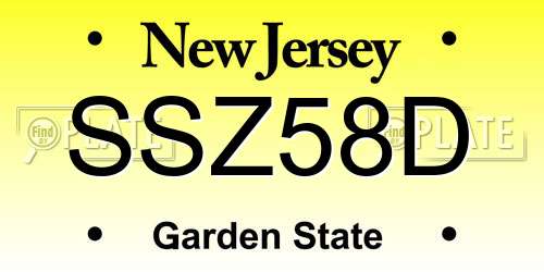 SSZ58D New Jersey License Plate
