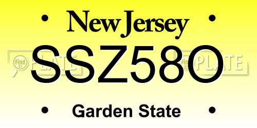 SSZ58O New Jersey License Plate