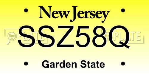 SSZ58Q New Jersey License Plate