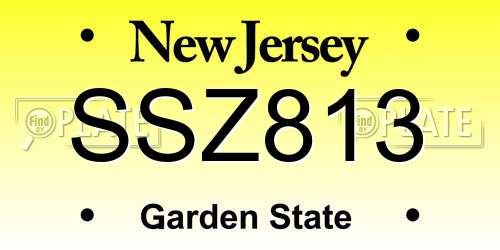 SSZ813 New Jersey License Plate