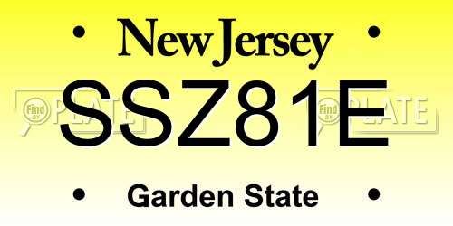 SSZ81E New Jersey License Plate