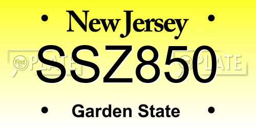 SSZ850 New Jersey License Plate