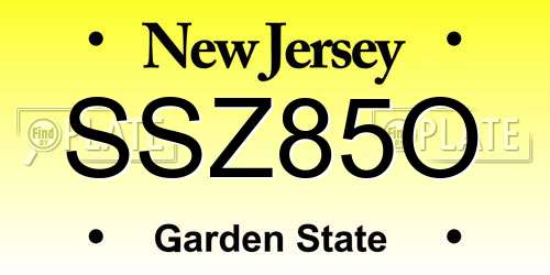 SSZ85O New Jersey License Plate