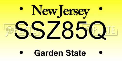 SSZ85Q New Jersey License Plate
