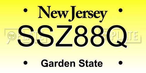 SSZ88Q New Jersey License Plate