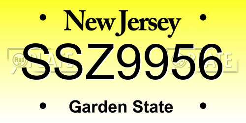 SSZ9956 New Jersey License Plate