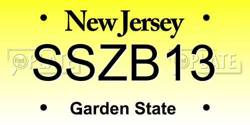 SSZB13 New Jersey License Plate