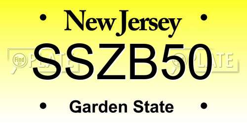 SSZB50 New Jersey License Plate