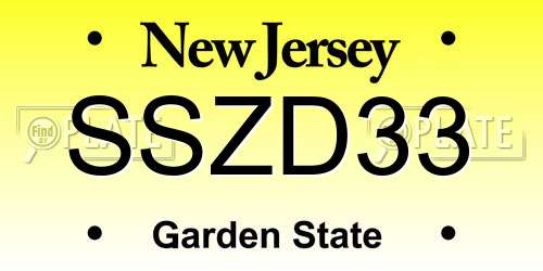 SSZD33 New Jersey License Plate