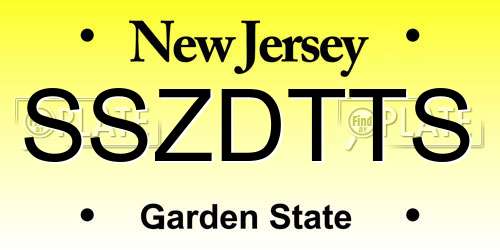 SSZDTTS New Jersey License Plate