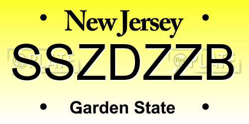 SSZDZZB New Jersey License Plate