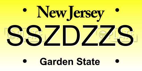 SSZDZZS New Jersey License Plate