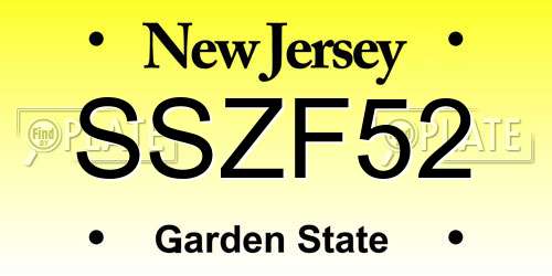 SSZF52 New Jersey License Plate
