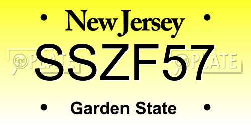 SSZF57 New Jersey License Plate