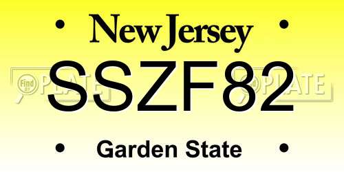 SSZF82 New Jersey License Plate