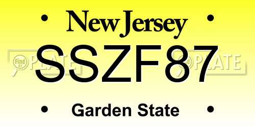SSZF87 New Jersey License Plate