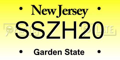 SSZH20 New Jersey License Plate