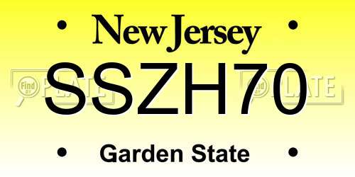SSZH70 New Jersey License Plate