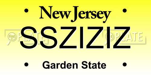 SSZIZIZ New Jersey License Plate