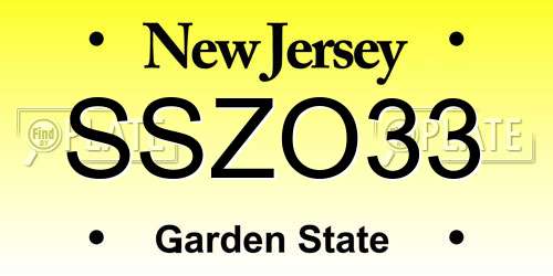 SSZO33 New Jersey License Plate