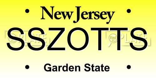 SSZOTTS New Jersey License Plate